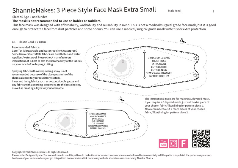 3 Piece Style Face Mask Pattern