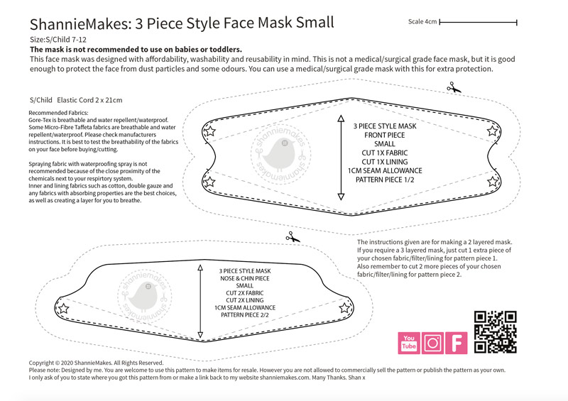 Three Piece Face Mask Pattern