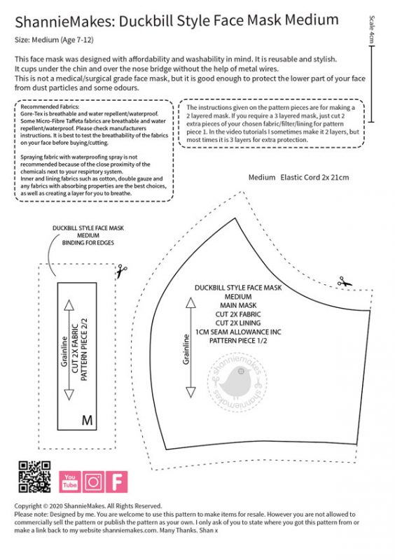 Duckbill Style Face Mask Pattern