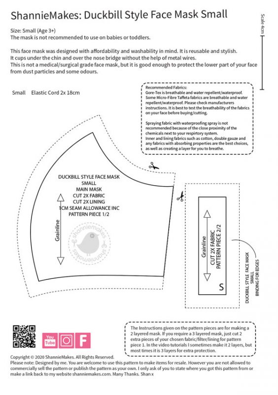 Duckbill Style Face Mask Pattern