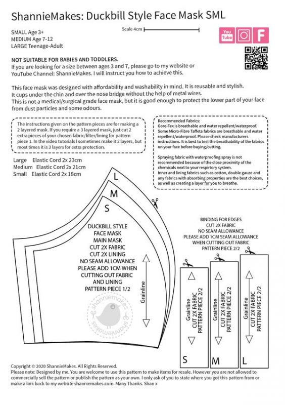 Diy Face Mask Pattern Size