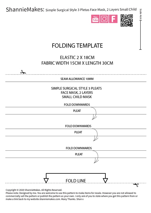 Download Simple Surgical Style 3 Pleats Face Mask Pattern