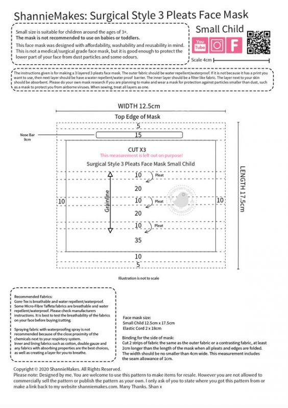 Surgical Style 3 Pleats Face Mask 3 Layers Pattern